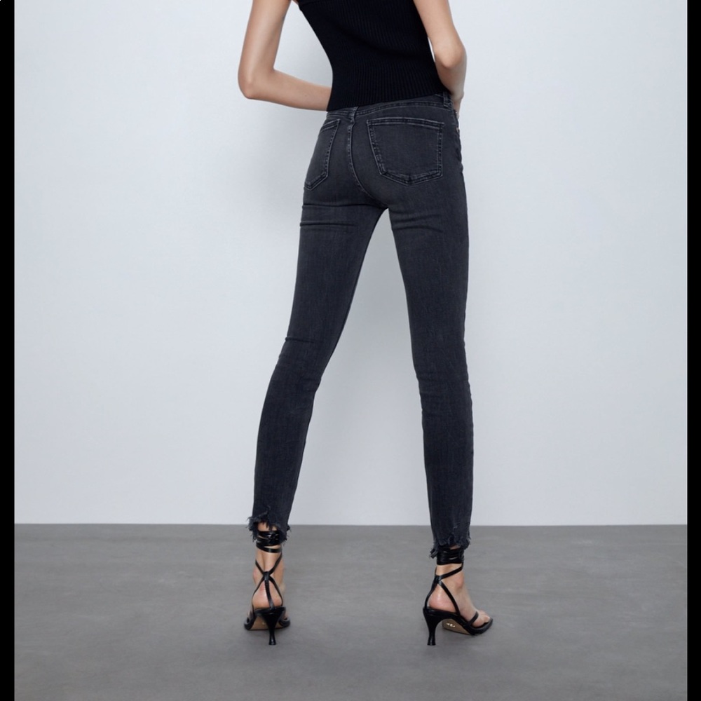 Zara high waisted raw hem skinny jeans